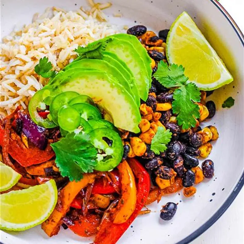 Colorful Veggie Fajita Bowl with Corn and Beans image